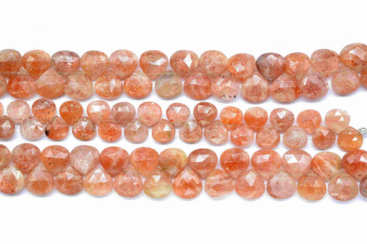 1 Strand Natural Sunstone Gemstone,Sunstone side cut heart briolette,Gemstone Bead, Faceted Gemstone beads Jewelry,Sunstone Heart Shape,Gift