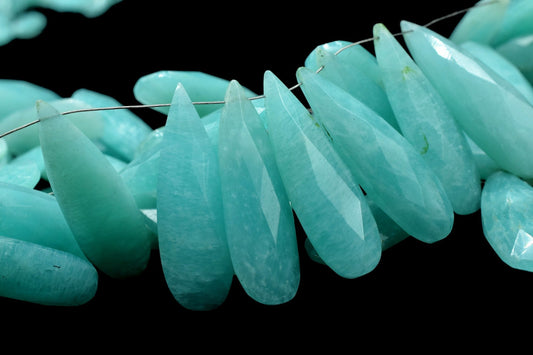 Natural Amazonite Faceted 10x30mm Pear Shape Briolettes,Long Pear Shape Beads,10x30mm Teardrop Beads,Amazonite Pear,Amazonite Teardrop beads