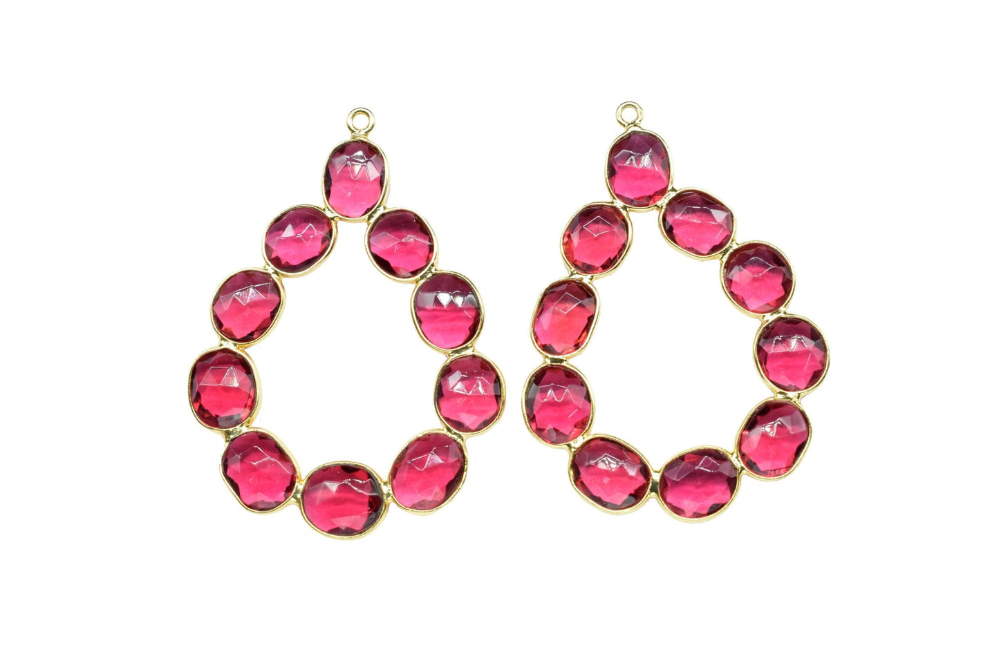 Pink Tourmaline Drops Pendant,Pink Tourmaline Quartz Gold Plating Single Bail Component Earring Jewelry,Pink Tourmaline Charms Jewelry,Gift