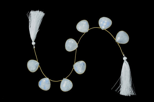 Moonstone 20mm heart shape bezel,Gemstone Drilled bezel,gemstone Charm,Faceted Gemstone JewelryMaking Component,