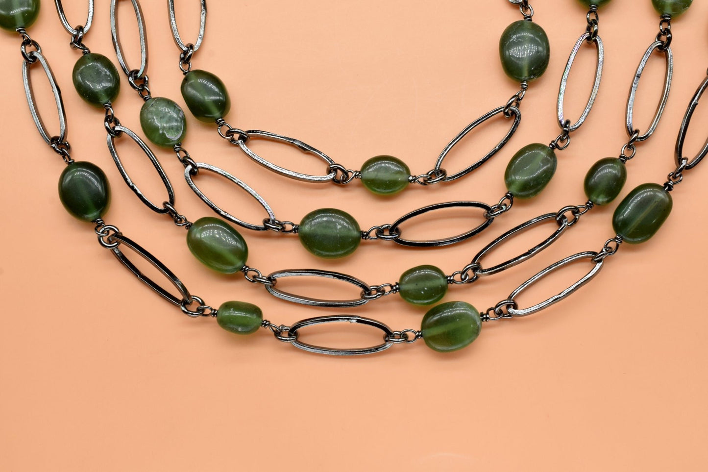 Green Jade Connector Link Chain, 8x16mm Finding Green Jade Chain, Green Jade Oval Connector Chain, Green Jade Bezel Chain, Green Jade Rosary