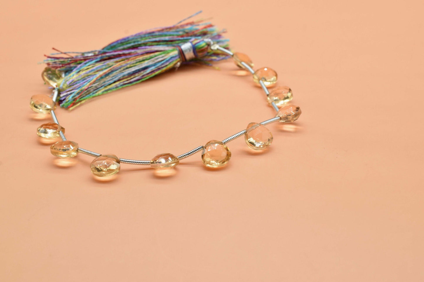 Citrine Faceted 8mm Heart Shape Briolette,Semi-Precious Gemstones briolettes,Gemstone Heart Shape Briolettes,Jewelry Making Supplies,craft