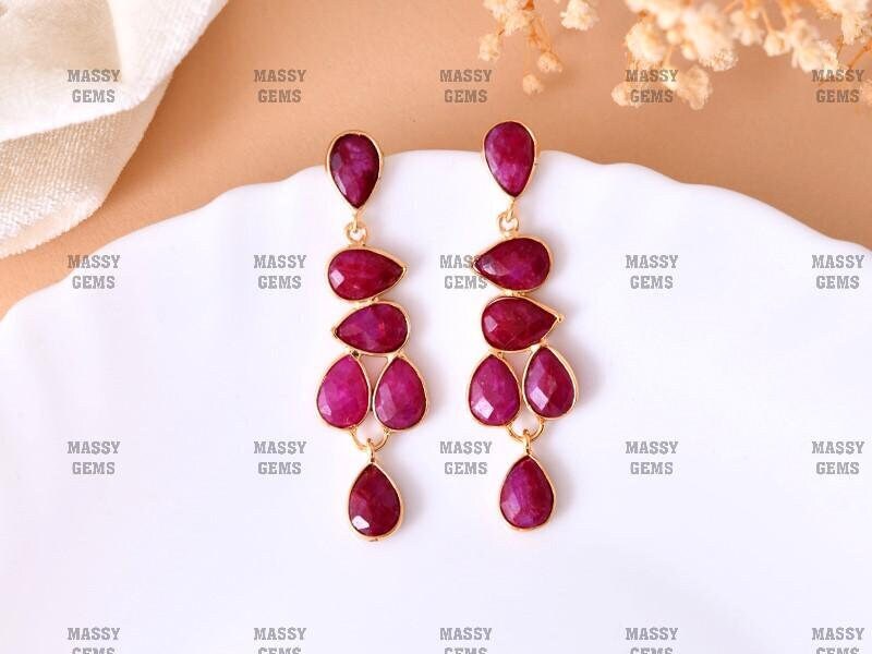 Natural Ruby Teardrop Earrings,Ruby Bridal Earring,Ruby Gemstone Jewelry,Ruby Wedding Earring,Handmade Jewelry,Bridesmaid Gifts,B'Gifts
