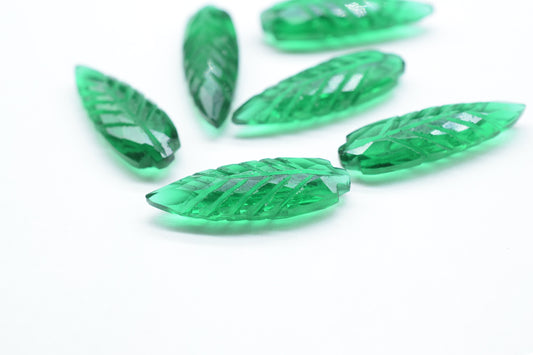Green Emerald Quartz 10x30mm Pear Shape Faceted carved Briolettes,Emerald Carving Briolettes,Emerald Leaf Shape Carved Briolettes,Emerald