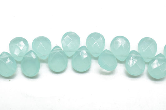 Aqua Chalcedony Teardrop 7x10mm Briolettes,Natural Gemstone Aqua Chalcedony,Chalcedony Teardrop Briolettes,Drop Shape Beads Aqua Chalcedony