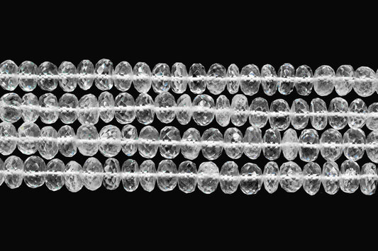 6.5mm 7mm AAA 100% Natural Faceted Rondelle crystal Gemstone Beads Top Quality Natural crystal Beads 6 Inches Strand, Crystal,large beads,