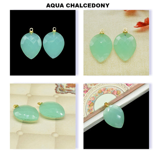 Aqua Quartz Pendant,Station Bezel Link Connector,Craft Supplies,Beads Jewelry Pendant,18x23mm Bezel charm,Teardrop Drill Pendant Charm,Gift