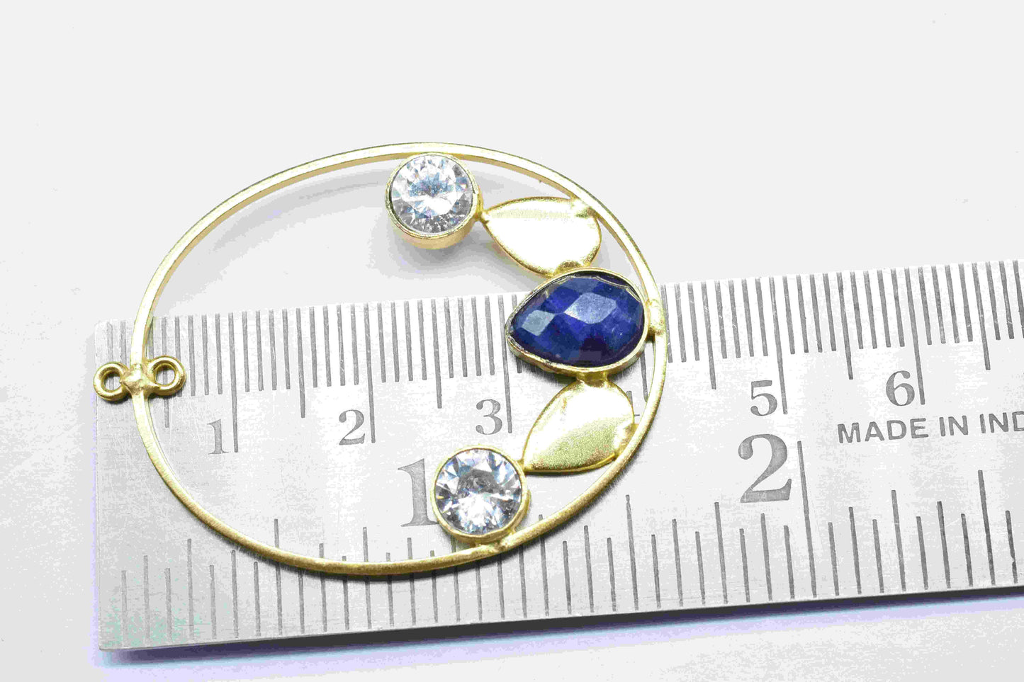 Multi Gemstone Finding Pendant,Blue Sapphire 7x10mm Teardrop Shape Component,Zircon Round Connector,Finding Necklace Component Jewelry,Gift