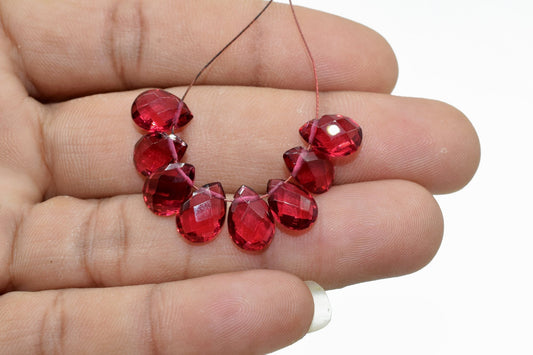 Pink Tourmaline teardrop briolettes,7x10mm Teardrop,Tourmaline Pear Briolettes Supplies,Craft Supplies,Tourmaline Micro Briolette Bead,