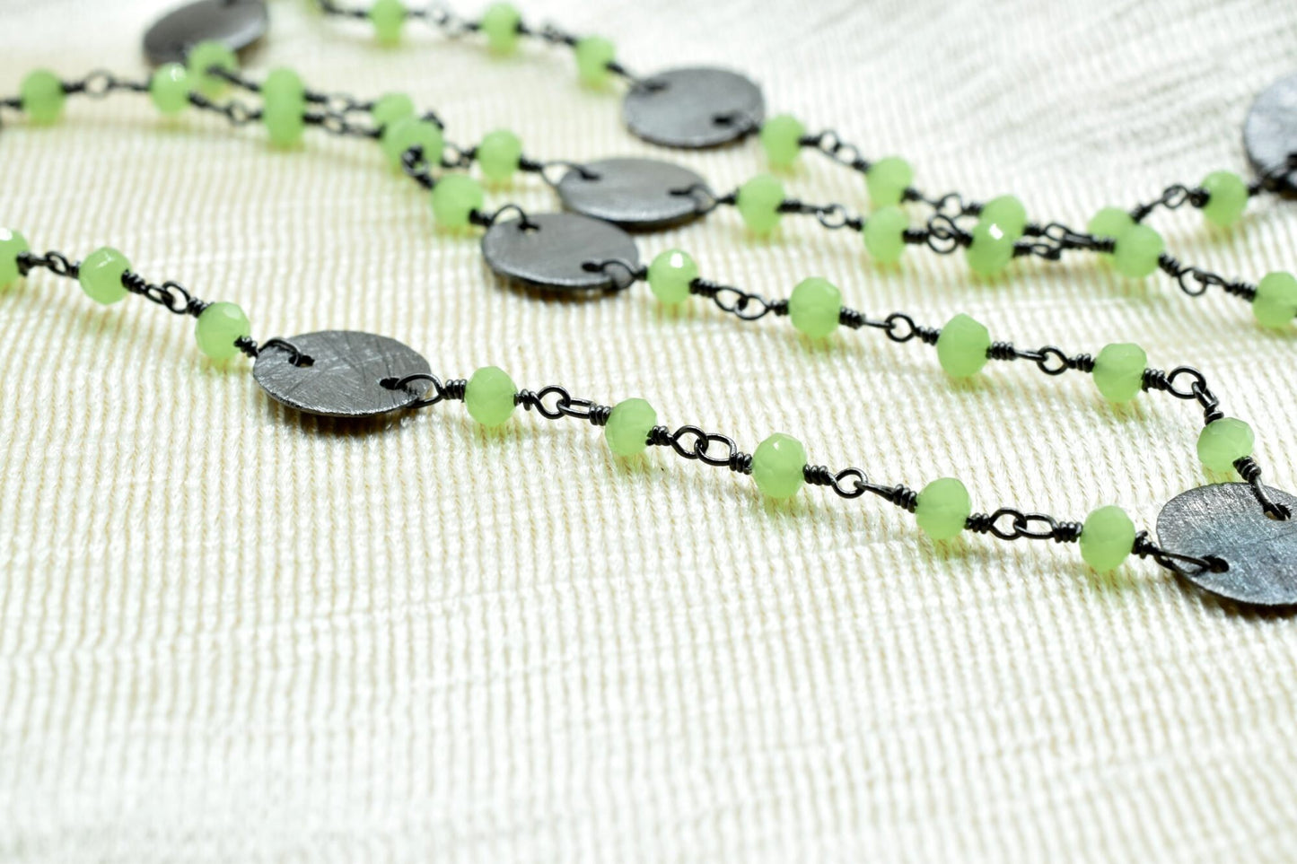 Prehnite 3mm Beaded Chain,Natural Green Prehnite Rondelle Faceted Beaded Rosary Chain,Gold Plated Wire,Jewelry Making,circle charms chain,