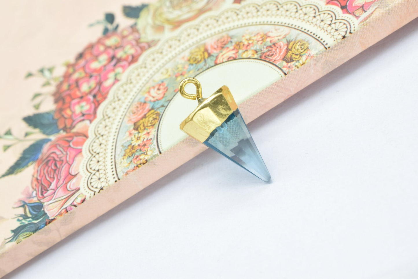 Sky Topaz Spike Point Connector,Handmade Triangle Electroplated Pointed Charm,Sky Topaz Pendant Jewelry Making,Gemstone Single Bail Pendant