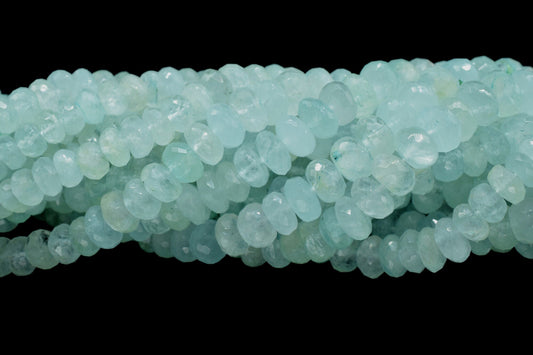 Natural Aquamarine Faceted Beads Roundel Shape,Gemstones Beads Size 7.5X8MM Approx 6'' Inches Strand Bead,Gemstone Loose Bead,Jewelry Making