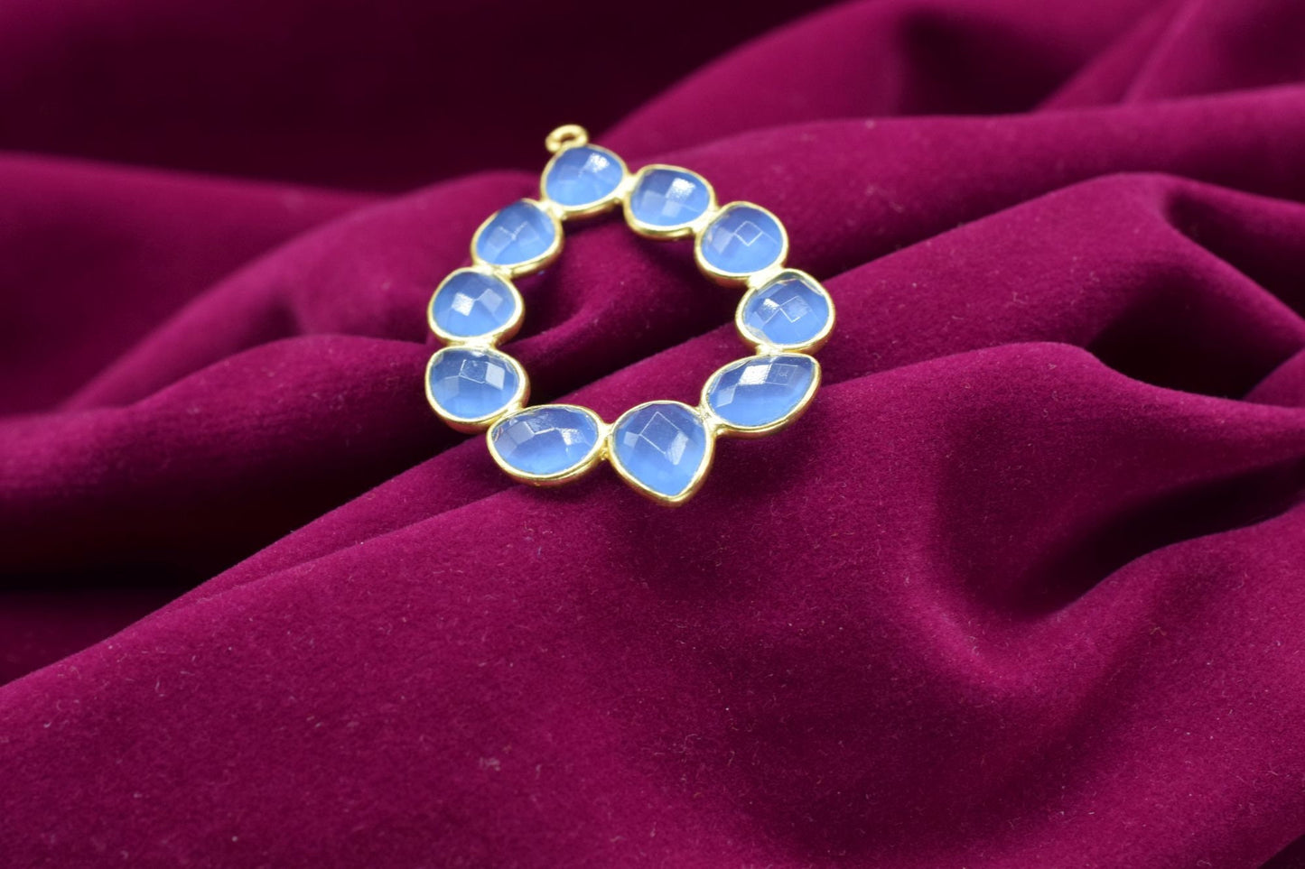 Blue Chalcedony Earring,Aqua Chalcedony Pendant,Blue Chalcedony Bezelt Bezel,Pendant Connector,Six Attached Bezel,Necklace Pendant