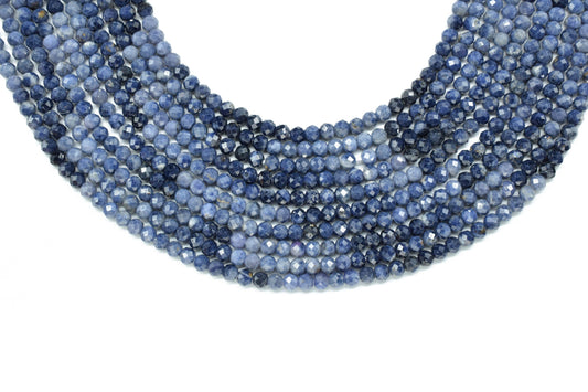 Blue sapphire Faceted Beads,Gemstone Beads Strand,3mm Rondelle,Blue sapphire Shaded Beads,Micro faceted beads,Precious Strand Beads Jewelry
