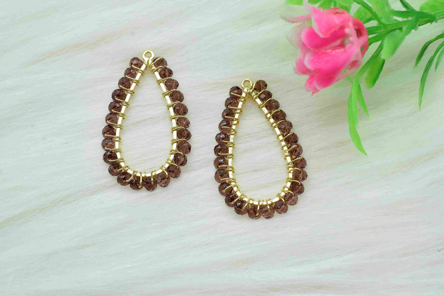 Amethyst Wire Wrapped Earring,Gemstone Component,Handmade Earring,Dangle Earring Component,Findings Earring Component,Connector Jewelry,Gift