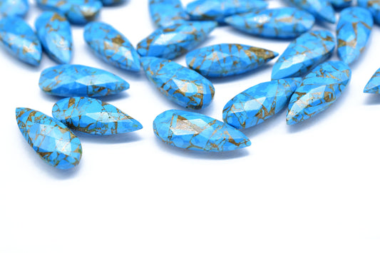 Blue Copper Turquoise 8X20mm Faceted Teardrop Beads,Turquoise Gemstone Briolettes,Turquoise Long Faceted Pear Beads,Turquoise jewelry Beads