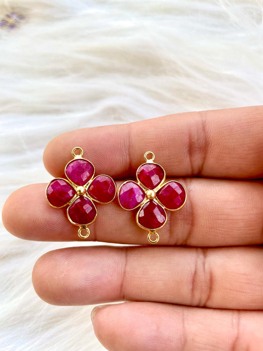 Natural Ruby Gemstone Pendant,jewelry Component,Double Bail Pendant,Ruby Bezel Charms,Jewelry Making Supply,July Birthstone,Gifts,P123