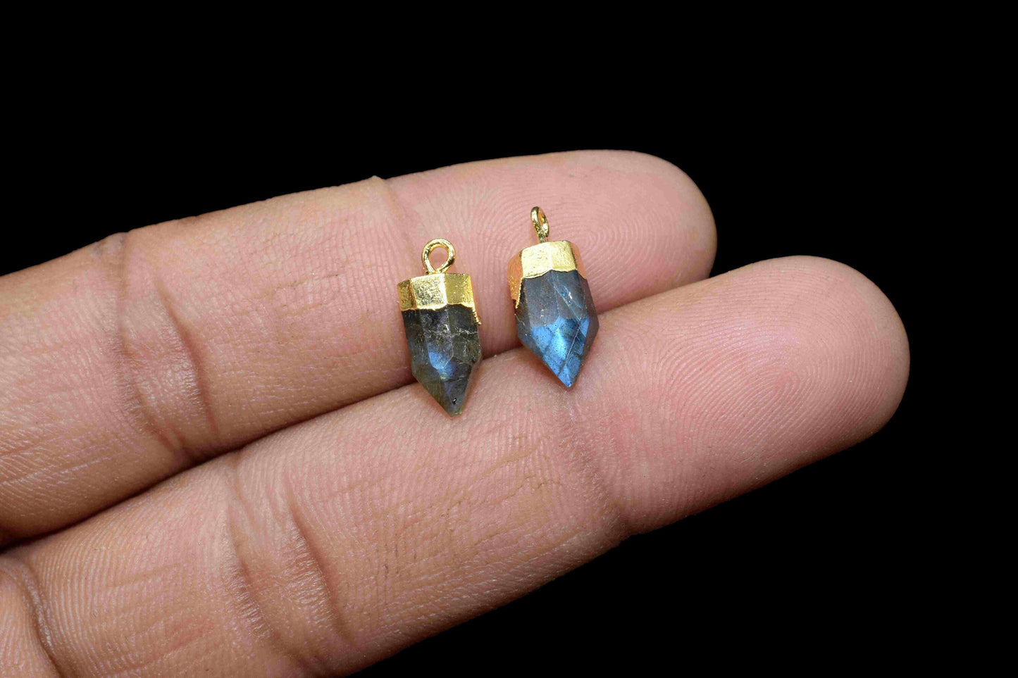 Labradorite Pointed Pendant,Pencil Connector,Gold Vermeil Tiny Point Pendants,Statement Pendant,Gemstone Pendant,Handmade pendant Jewelry