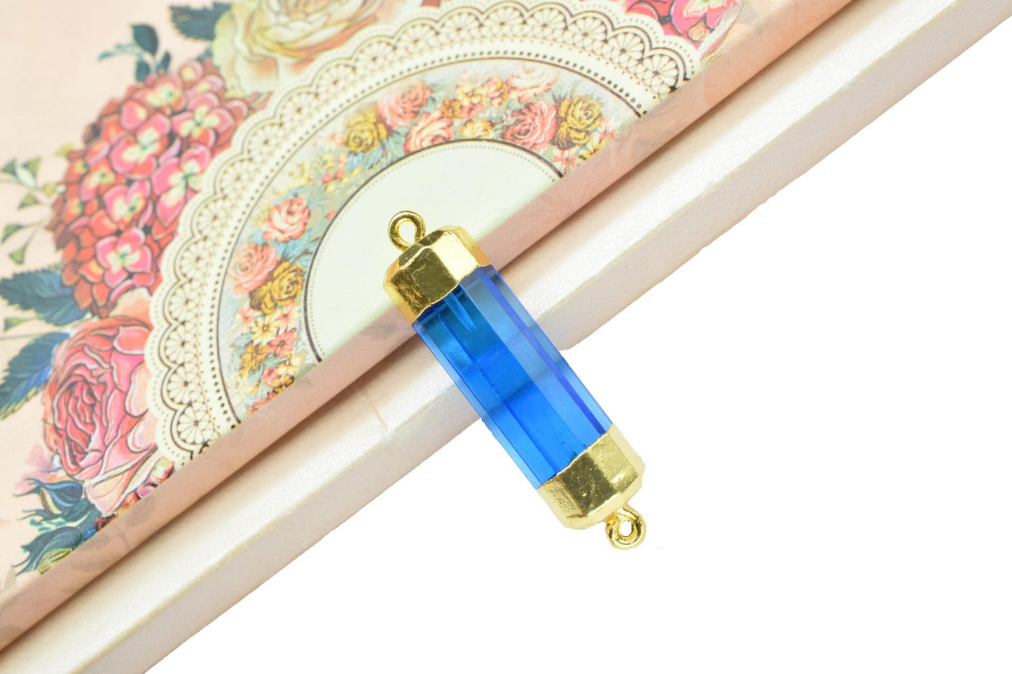 Blue Topaz Pointed Pendants,Gemstone Blue Topaz Jewelry Making Supply,Double Bail Point Connectors,Pencil Pendant,Handmade Pencil Charms