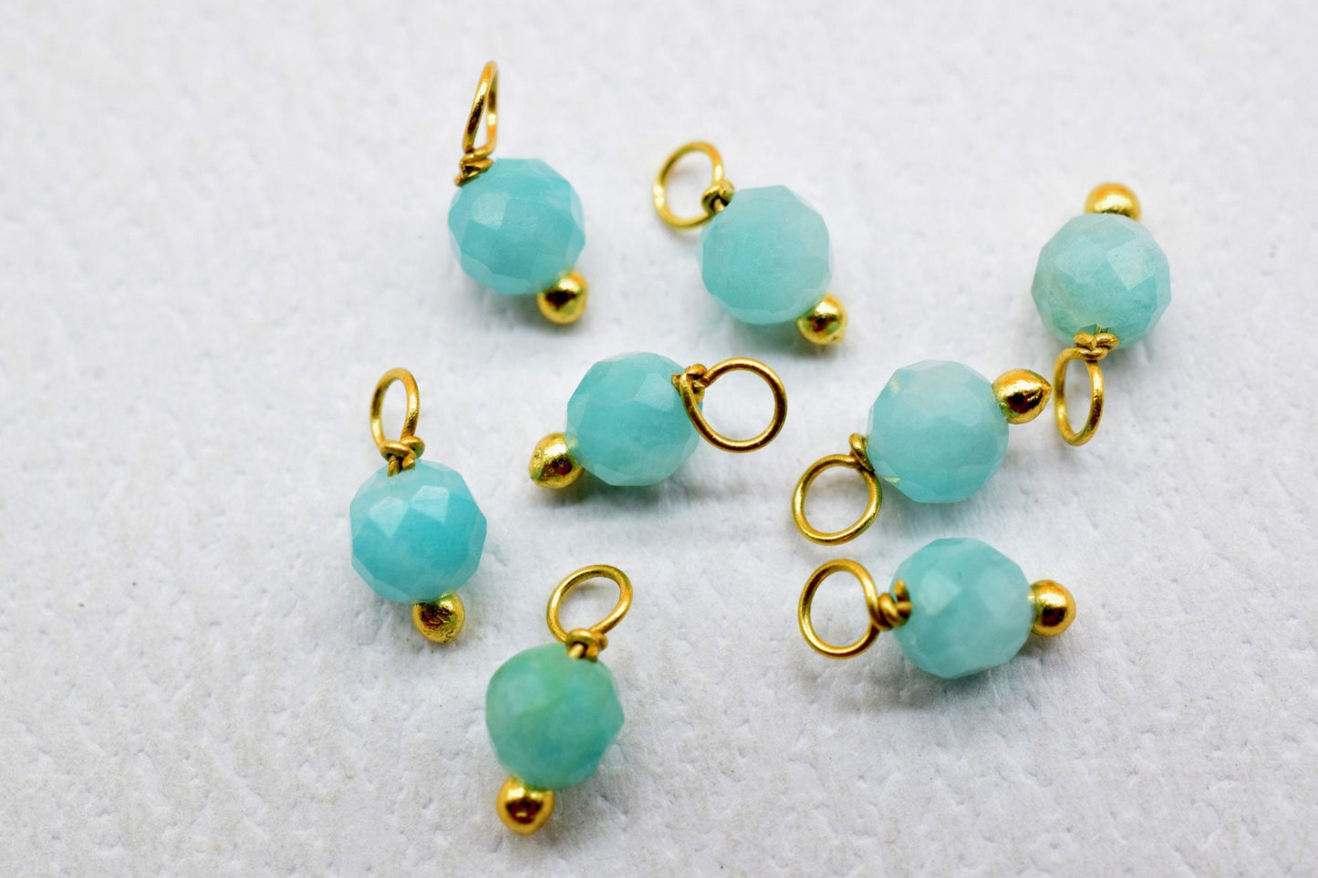 Amazonite Single wire wrapped Beads,Necklace Components,Amazonite Faceted Beads,Amazonite Dangle Beads,Jewelry Making Supplies,Earring Beads