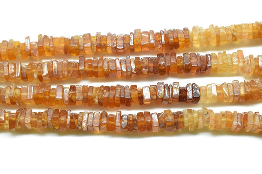 Shaded Hessonite Garnet 4 to 6mm Gemstone Smooth Square Heishi Beads,Minimalist Handmade Jewelry Birthstone,Handcut Heishi beads, Heishi