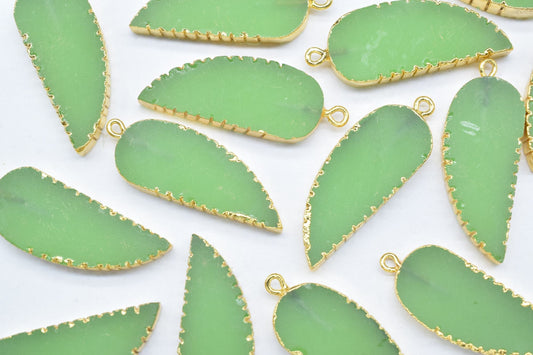 Prehnite Angel Wings Pendant,Single Bail,Handmade Leaf Shape Connector,Necklace Connectors,Prehnite Jewelry,Gemstone Leaf Pendant Necklace