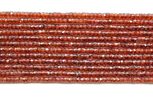 Red Garnet 3mm Faceted Rondelle Beads,AAA Quality Garnet Color Zircon Faceted Rondelle Bead,13" Long Red Color Zircon Faceted Rondelle Beads