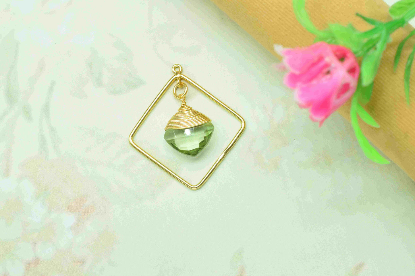 Handmade Wire Wrapped Pendants,Carft Supplies Tools,Gemstone Finding 12mm Square Pendants,Gemstone Craft Supply,Statement Earring Jewelry