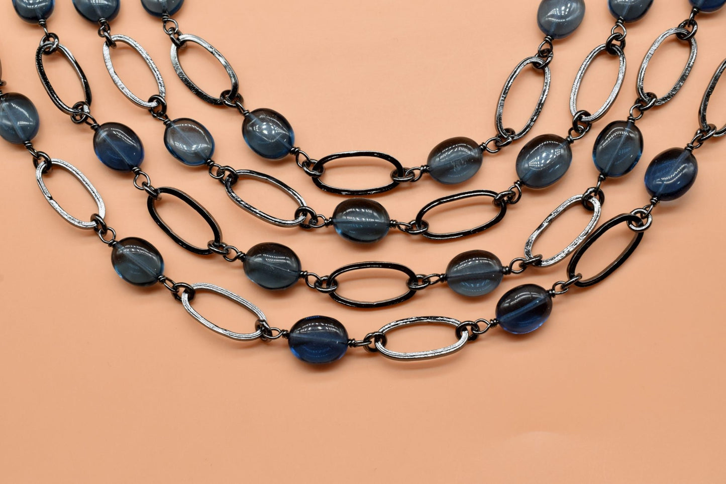 Natural Iolite Oval Shape Plain Smooth Connector Bezels Chain, Iolite Gemstone Bezel Connector Chain,Bezel Chain Findings,Making Bezel Chain