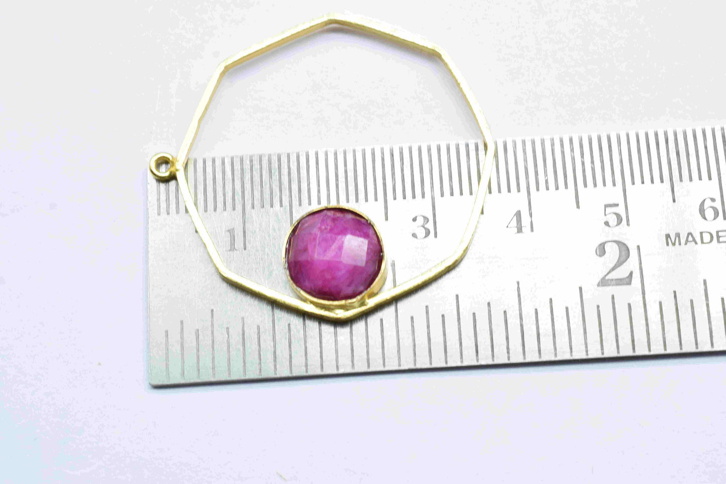 Ruby 10mm Round Shape Earring, Finding 32mm Hexagon Necklace Component Jewelry, Finding Earring Connector, Ruby Gemstone Pendants, Component