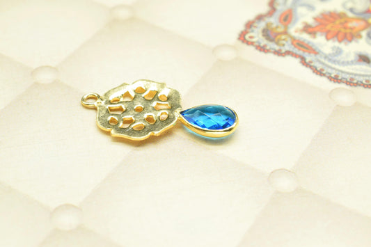 Blue Topaz Teardrop Pendant/Single Bail Charm/Blue Topaz Faceted Gemstone/HandmadeEarring/Earring Making Bezel/Blue Topaz Pear Shape Earring