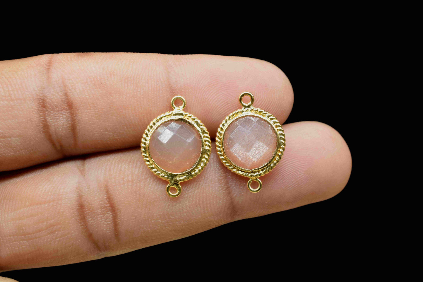 Peach Moonstone 10mm Round Bezel,Gold Plated Bezel,Moonstone Charms,Gold Vermeil Bezel Jewelry,Moonstone Gold Filled Bezel,Moonstone Pendant