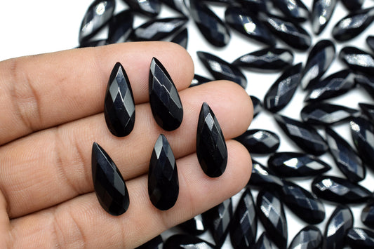 Black Onyx 8X20mm Faceted Teardrop Beads,Black Onyx Gemstone Faceted Beads,Onyx Faceted Pear Bead,jewelry making Beads,Black Onyx Briolettes