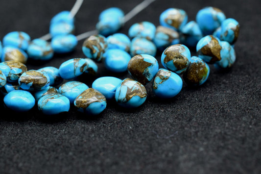 Sky Blue Copper Turquoise 6mm Smooth Heart Shape Briolettes,Smooth Heart Shape Beads,Copper Turquoise Smooth Beads,Superb Item at Low Price