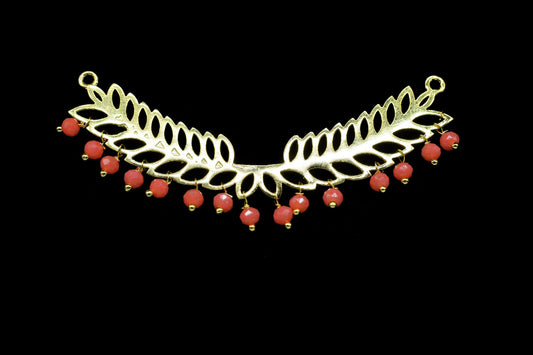 Ruby Quartz Beads Dangle Charms,Wedding Hair Vine Connectors,Gemstone Leaf Pendant Necklace,Component Leaf Charms,Handmade jewelry,Gift