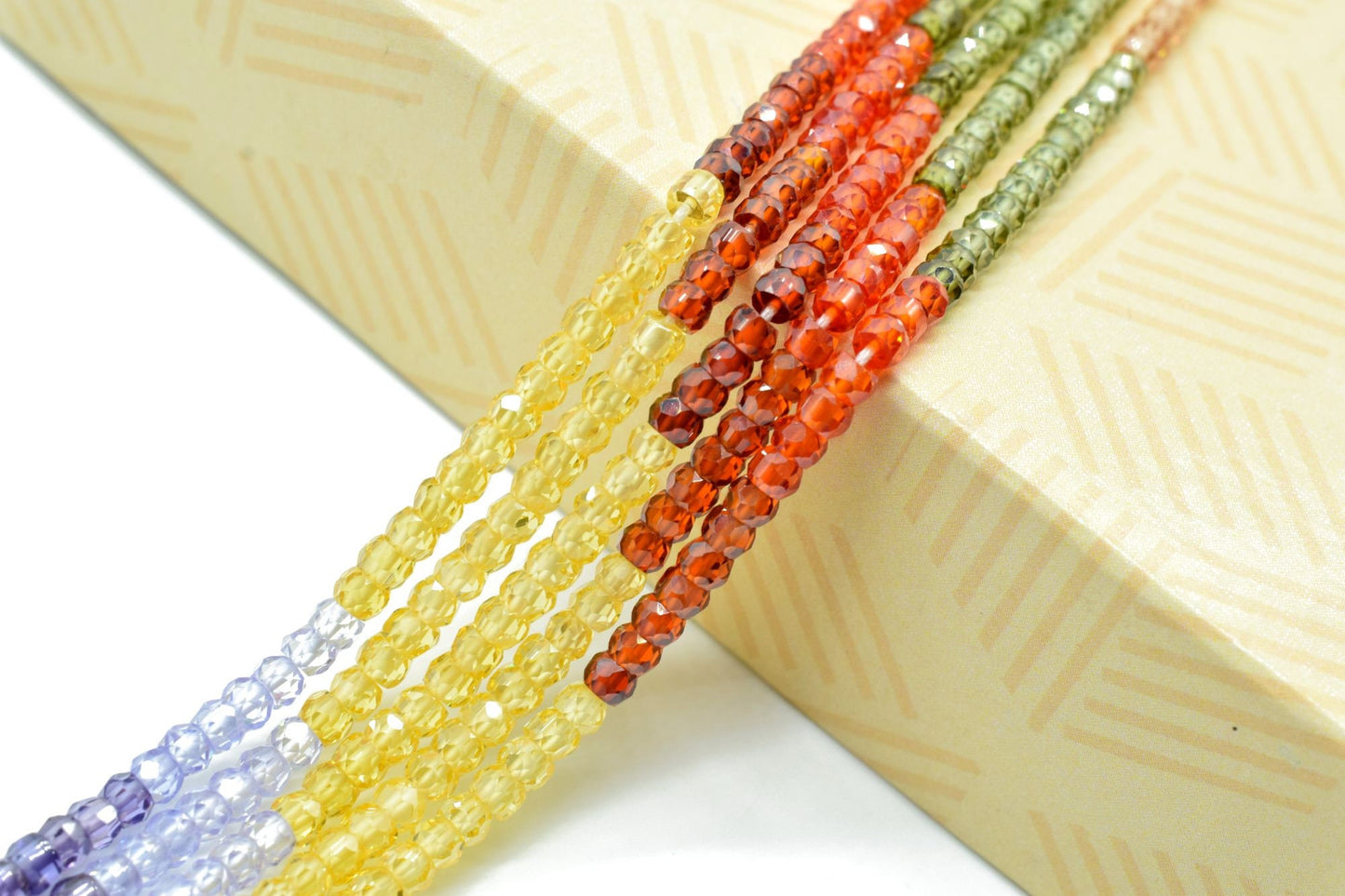 5 String Of Multi stone semi precious 3mm beads Necklace,Beautiful CZ Beads Necklace,Color Zircon Faceted Rondelle Bead, Necklace Wholesale