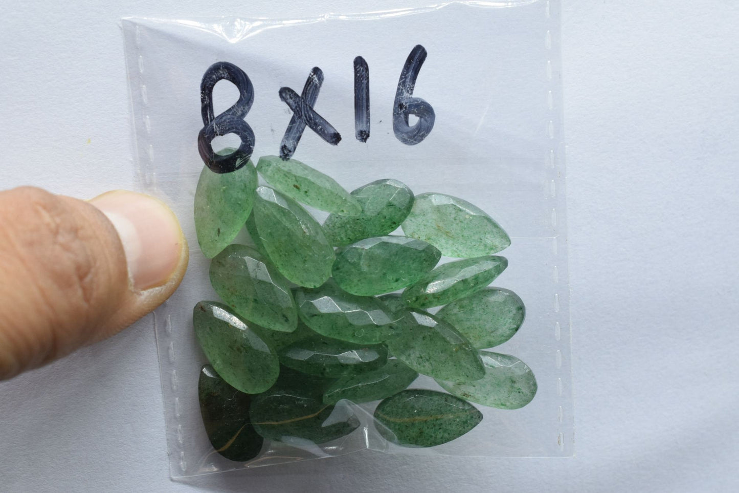 Green Strawberry 8x16mm Faceted Pear Shape Briolettes,Teardrop Beads,Semi-Precious Gemstones Bead,Calibrated Pear Bead,Green Strawberry pear