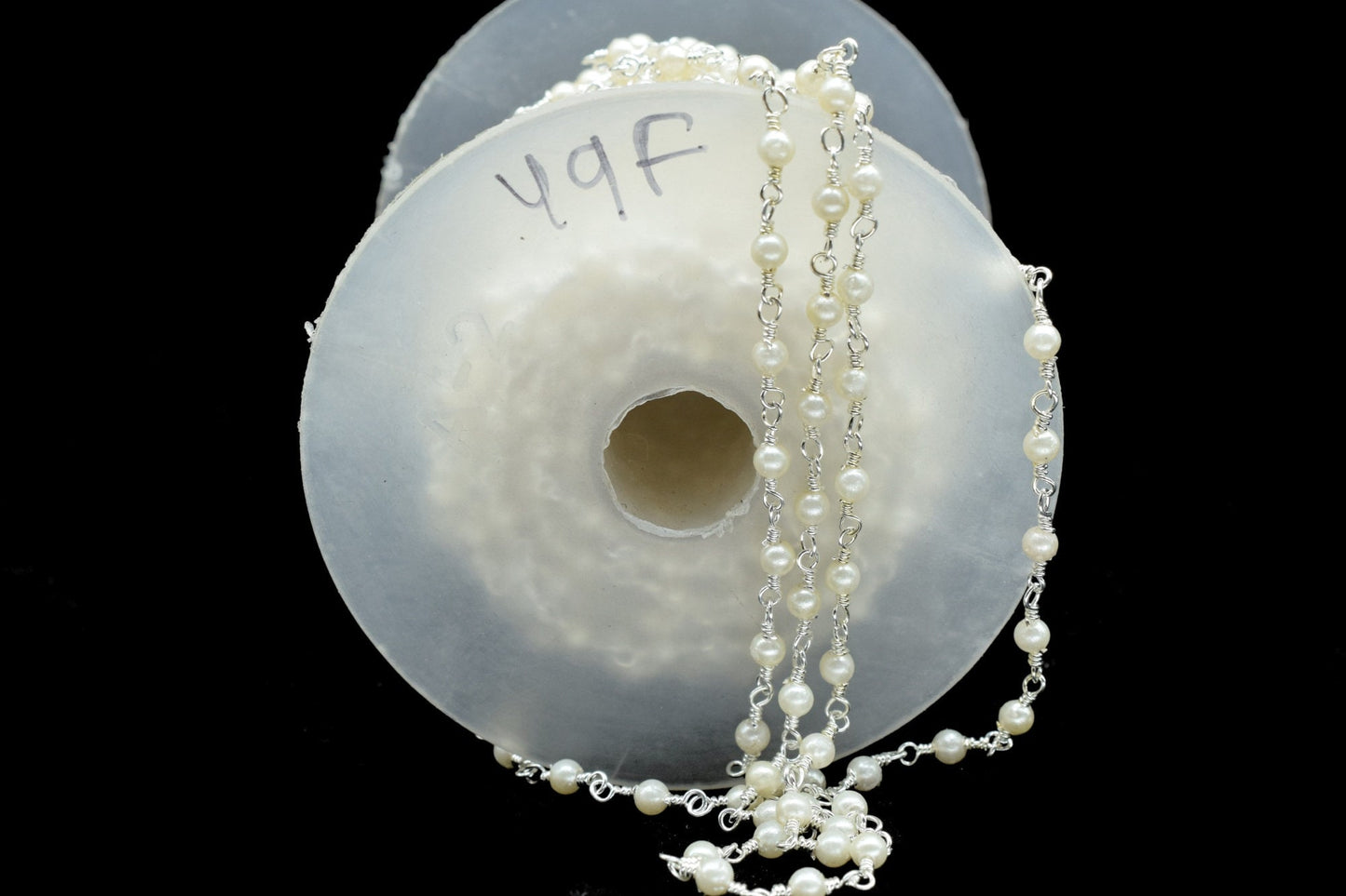 Natural Fresh Water Pearl Rosary Chain,Pearl Beads wire wrapped chain,Jewelry Making Chains,Pearl Wire Wrap Chain,3mm Pearl Beaded Chain,