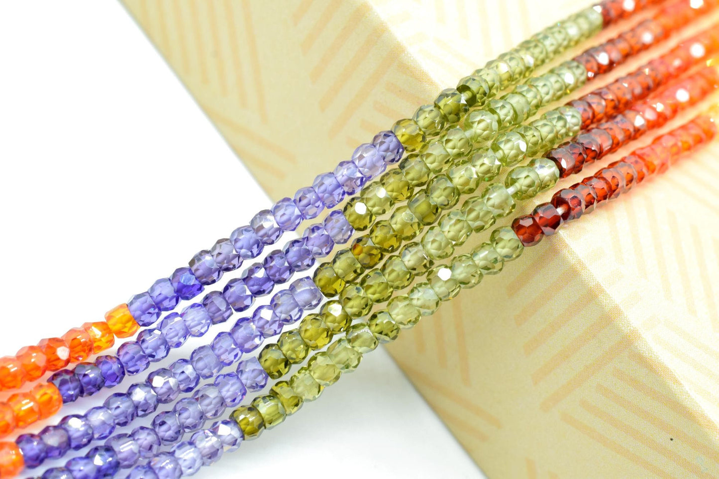 5 Strands AAA Quality Semi precious 3mm Faceted Rondelles Ready To Wear Necklace,Natural Cubic Zircon Beads Necklace Zirconia Faceted Beads