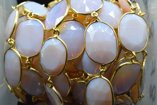 Opalite Faceted Bezel Connector Station Link Chain,Opalite Free form Size Connector Chain,Opalite Bezel Connector Chain,Bracelet Chains