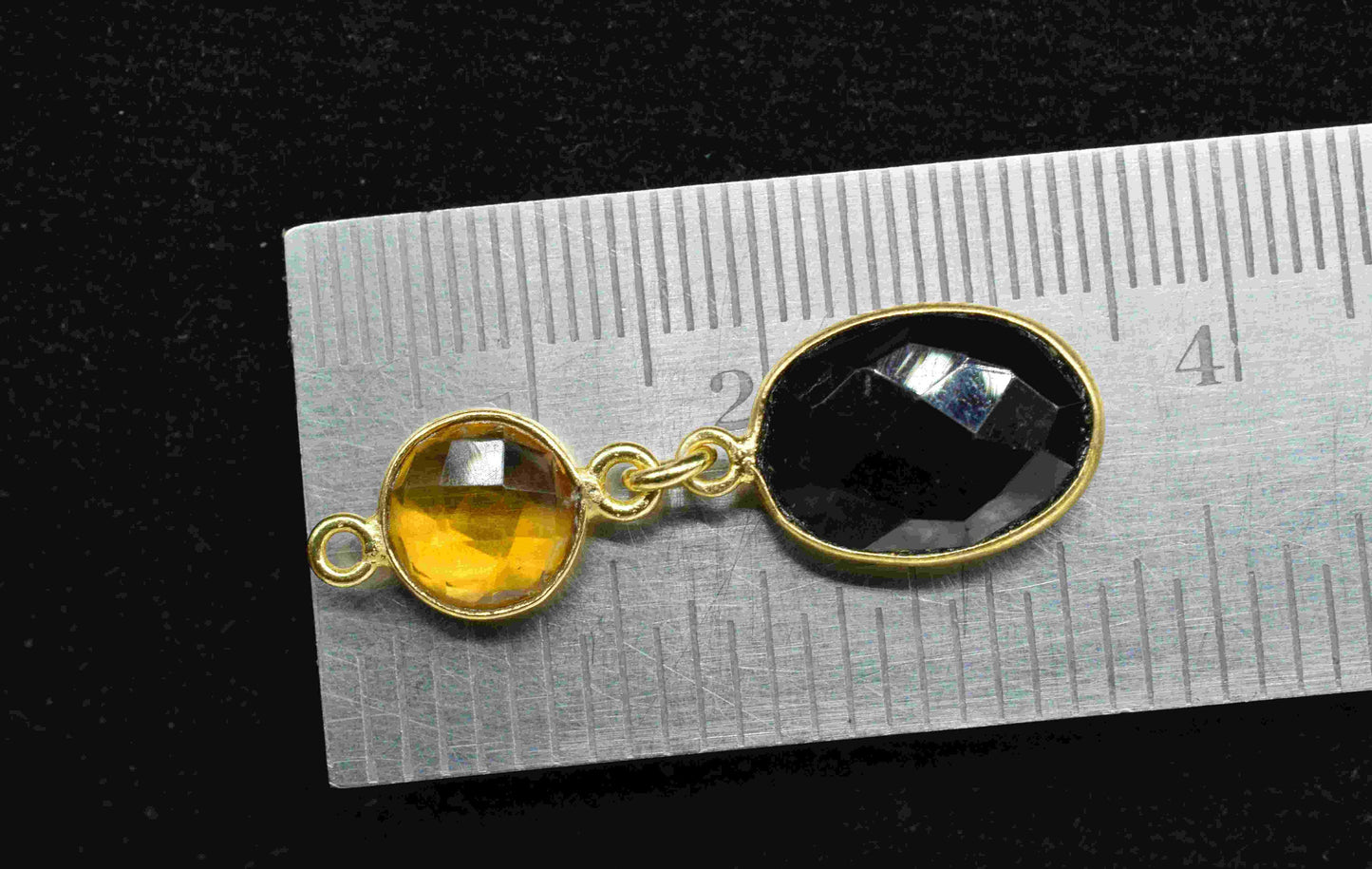 Citrine Quartz Dangle pendant Connector,Handmade jewelry,Black Onyx Charms,Component pendant,Station Link,Multi Gemstone Dangle Earring Gift