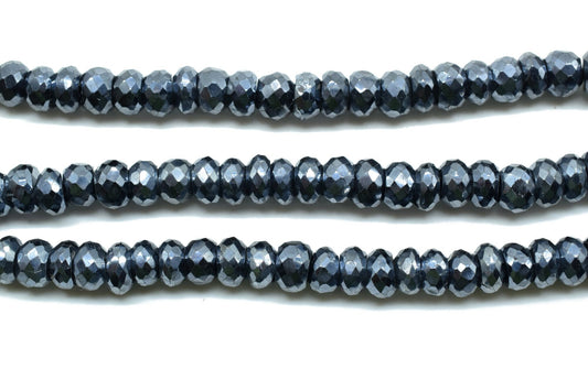 Black Onyx Coated 6mm faceted Rondelle Beads,Black Onyx Mystic coated beads,Jewelry Making beads Craft,Black Onyx Gemstone Bead,Black Onyx