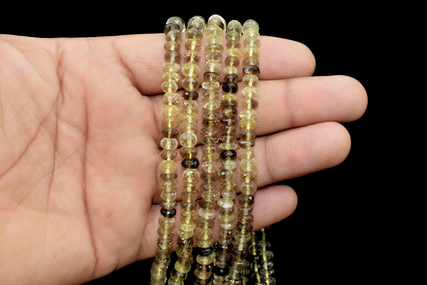 6 inch Strand, Very Good Quality, Natural Bio-Lemon Quartz Fancy Faceted Round Shape Beads,Size-7mm To 7.5mm Beads, Bio Lemon Gemstone Beads