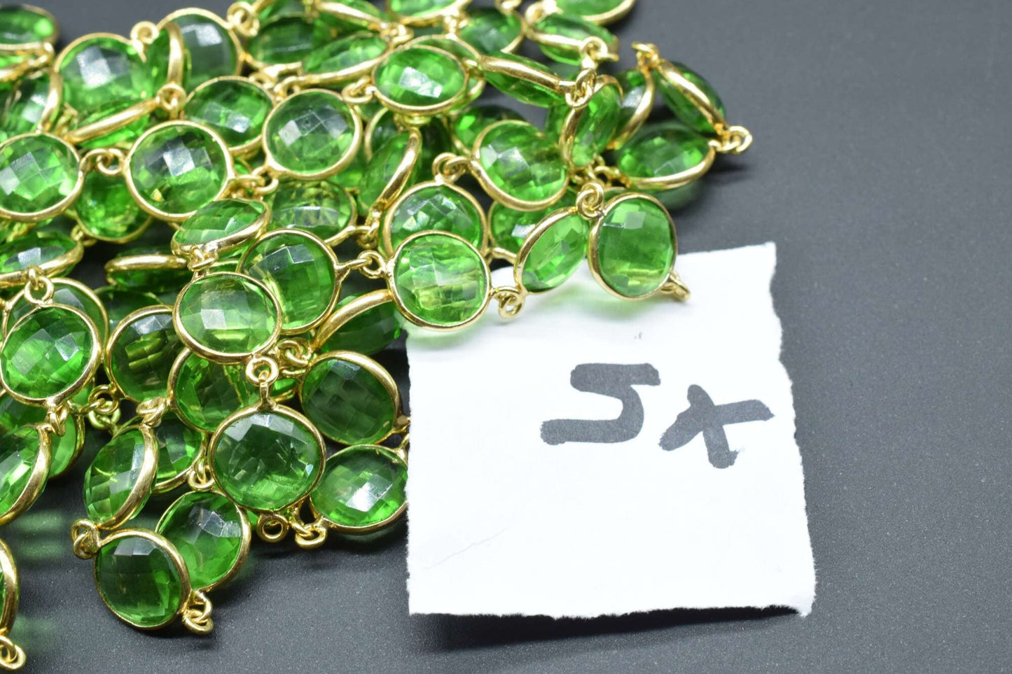 Natural Peridot Round Connector link Chain,Faceted Bezel Connector Link Chain,Continuous Connector Chain by foot,Gold Plated Gemstone Chain,