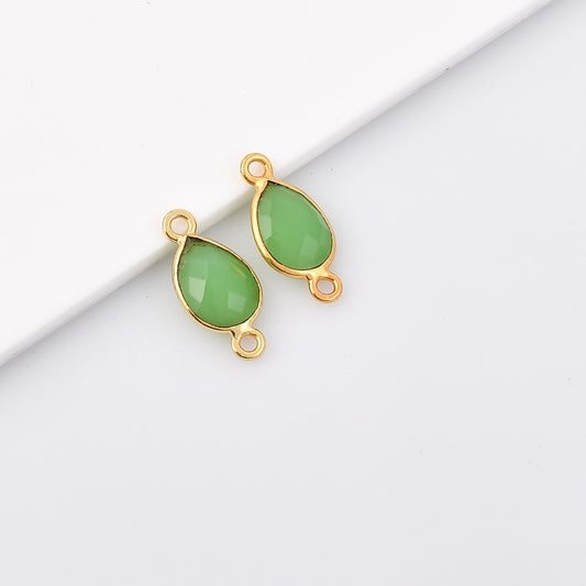 Chrysoprase 7x10mm Pear Shape bezel,Gold Plated bezel,Chrysoprase Bezel connectors,Gold Vermeil Bezel,jewelry making charm,Gold-Filled bezel