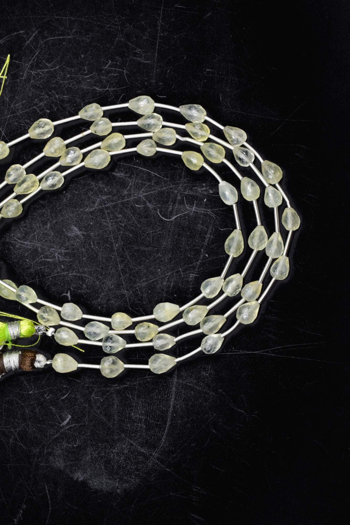 Prehnite 6x8mm Drop Briolettes,Prehnite drops strand,Jewelry making beads,Supplies beads,Prehnite drop shape Briolettes strand,Prehnite gift