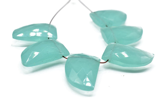 Aqua Chalcedony Horn 10x15mm briolettes,Horn shape drilled Briolette,Aqua Chalcedony faceted stones,Aqua Chalcedony fancy briolettes,jewelry
