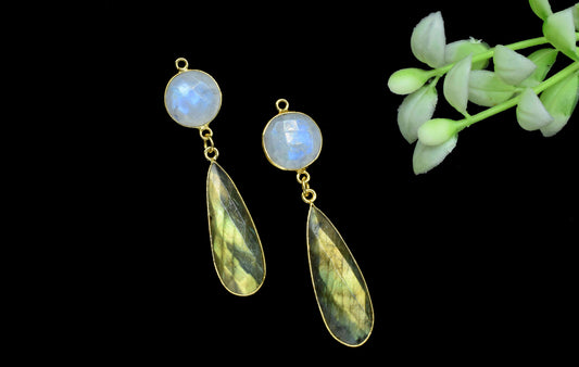 Labradorite Dangle pendant Charms,Multi Gemstone pendant Connectors,Rainbow Dangle Earring,Handmade pendant,Station Link,Component jewelry