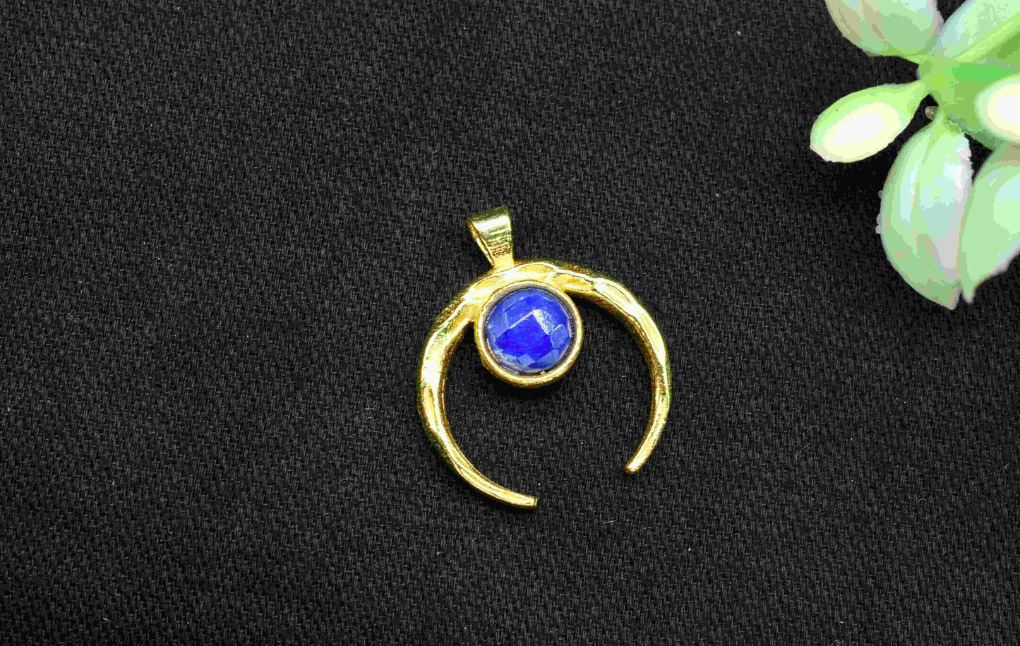 Sapphire , Single Bail Charm , Sapphire Connector Pendant , Gold Plated Connectors , Single Bail Gemstone Connector Charm