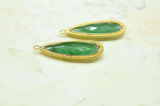 Green Strawberry 10x30mm Charms,Gemstone Bezel connector,Single Bail Pendant CharmHandmade Component pendant,Teardrop Charms connector,gift